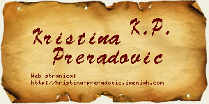 Kristina Preradović vizit kartica